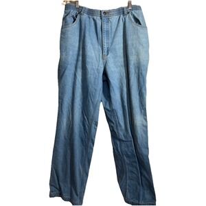 VTG Haband's‎ Ice House Flannel Lined Jeans Blue Denim Elastic Waist Size 32x31